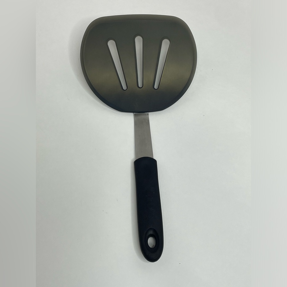 Di Oro Chef Series Silicone Turner Spatula 600F Heat Resistant Slotted Black 12”